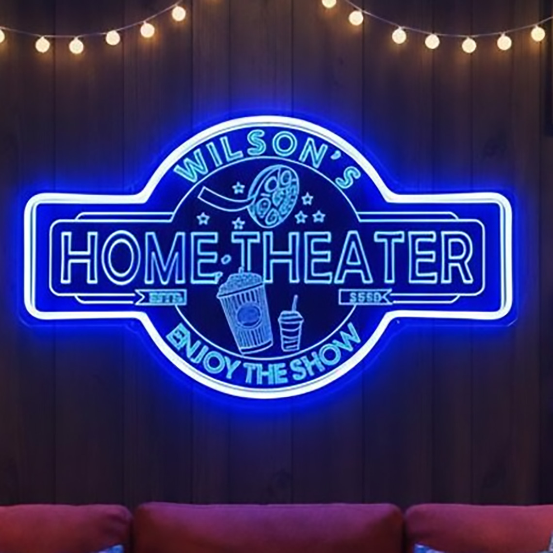 Home Cinema Decor - لافتة نيون مخصصة لغرفة السينما المنزلية،