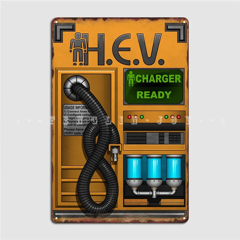 Home Cinema Decor - Half Life Hev Charger Metal Sign