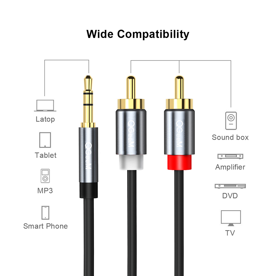 QGeeM RCA كابل 2RCA إلى 3.5 ال - مراجعة Genius Home Cinema وسعره