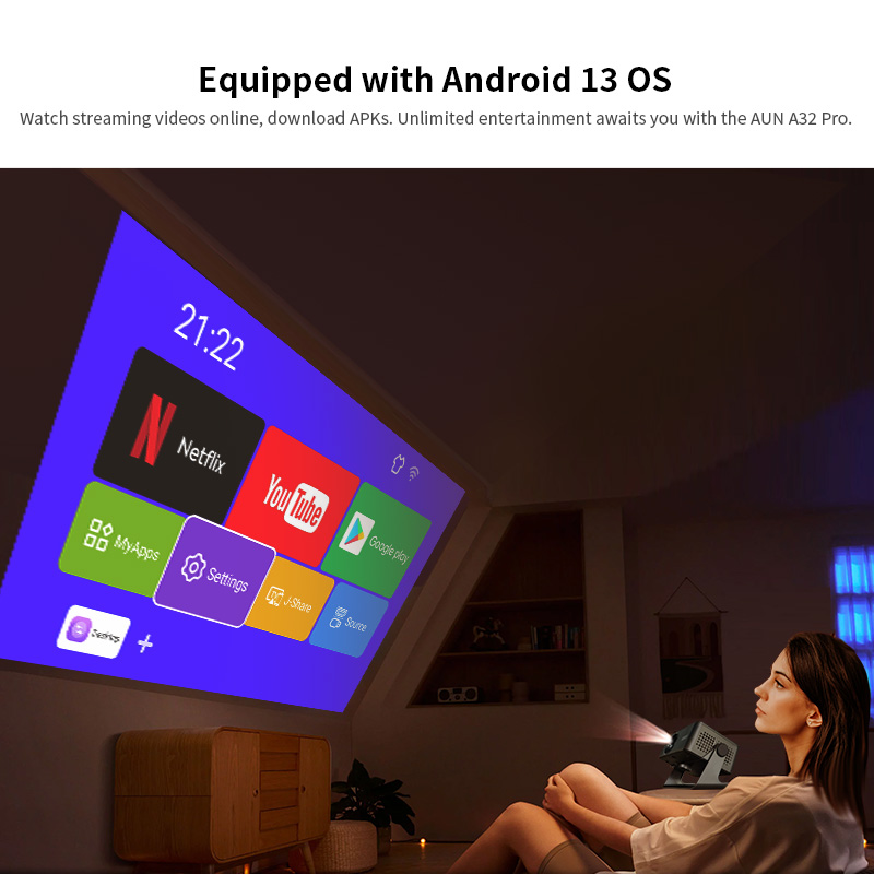 AUN A32 Pro أندرويد 13 العارض  - مراجعة Home Cinema Focal وسعره