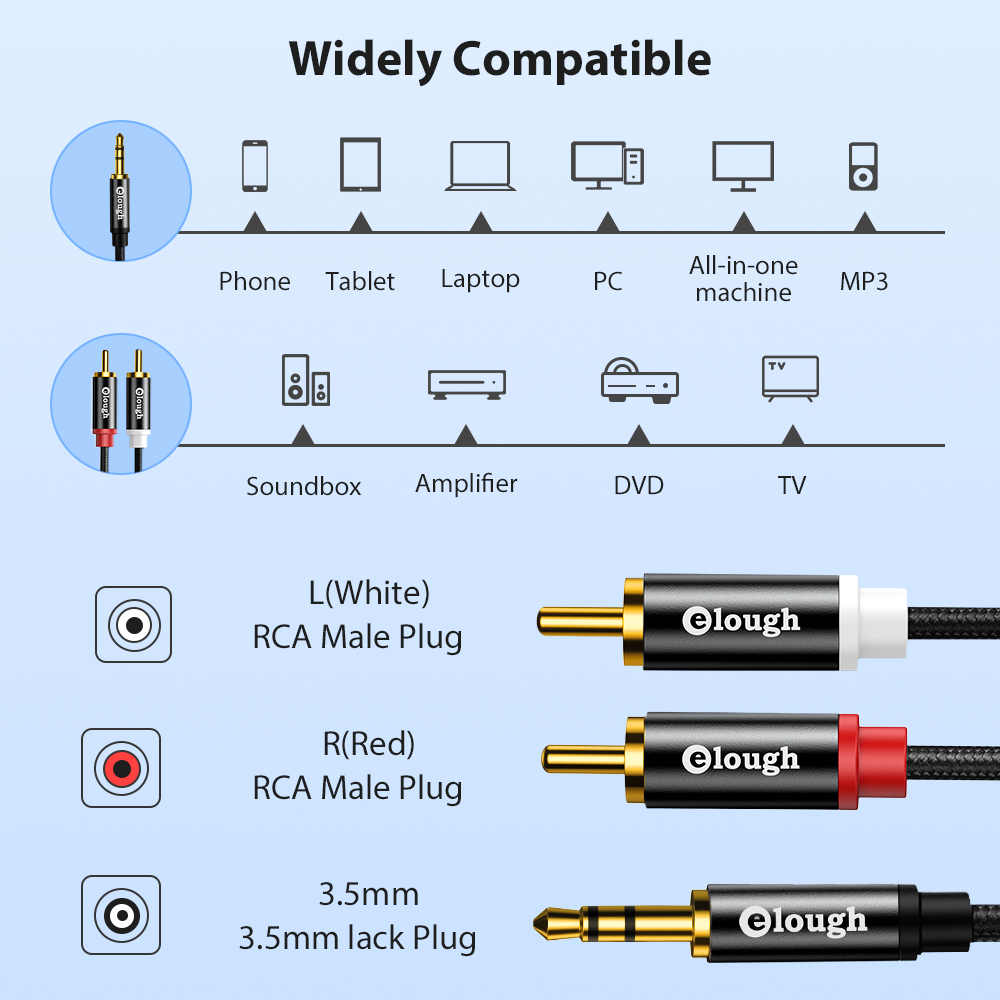 Elough كابل RCA AUX RCA كابل م - مراجعة Genius Home Cinema وسعره